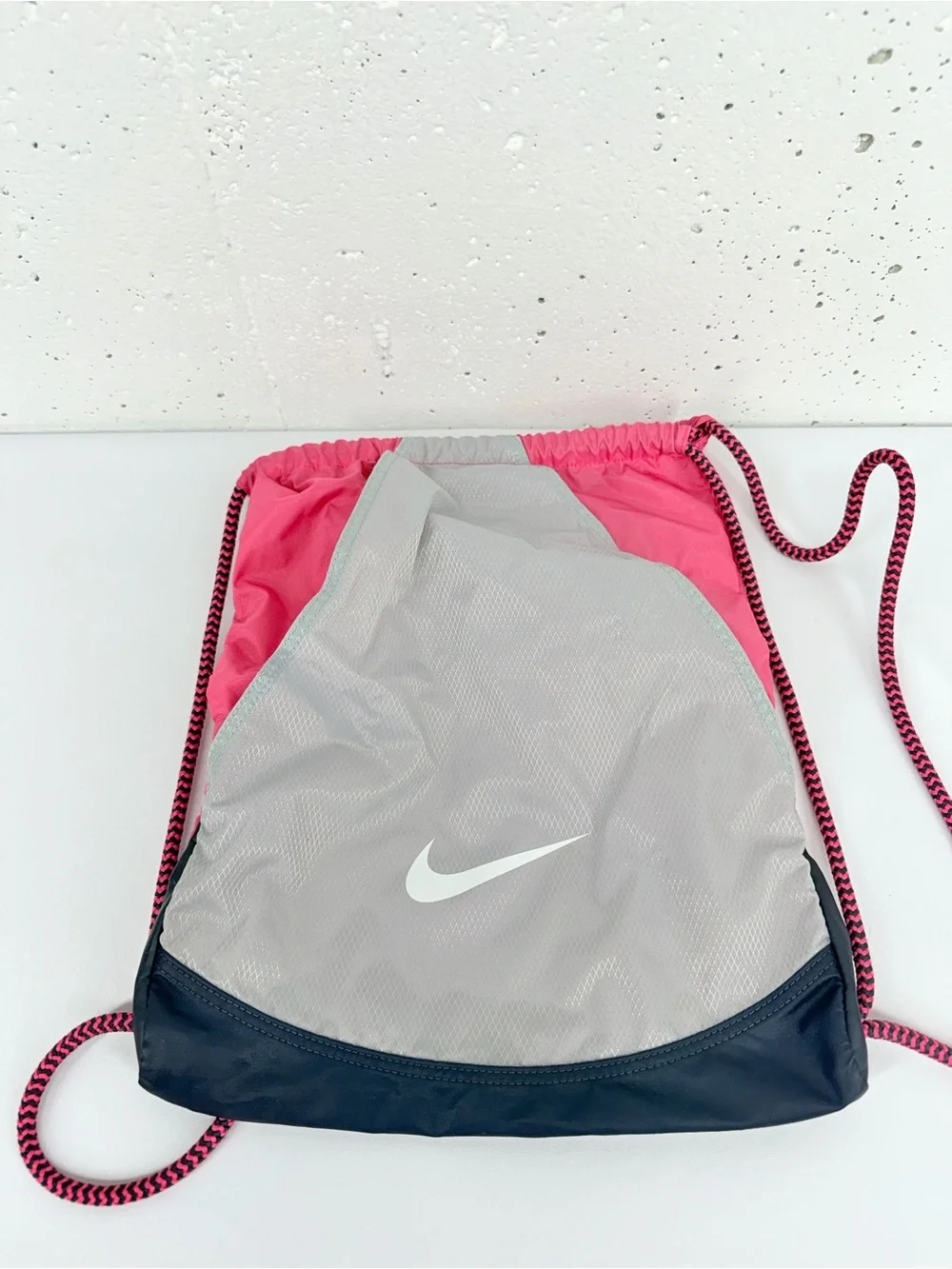 Nike Pink & Gray Colorblock Drawstring Gym Bag